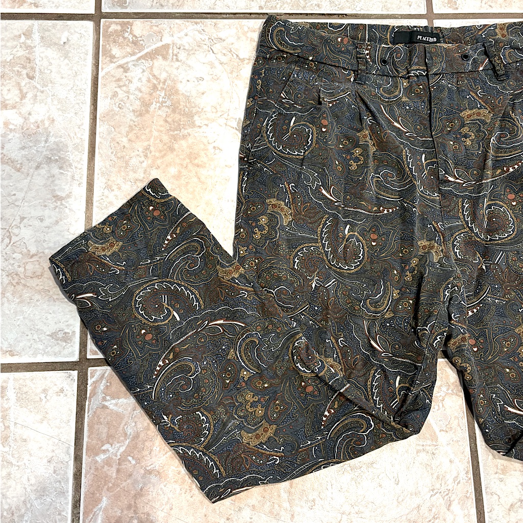 3/$25 Peacebird Paisley Trippy Cropped Trouser Drawstring Waist Earth Tones